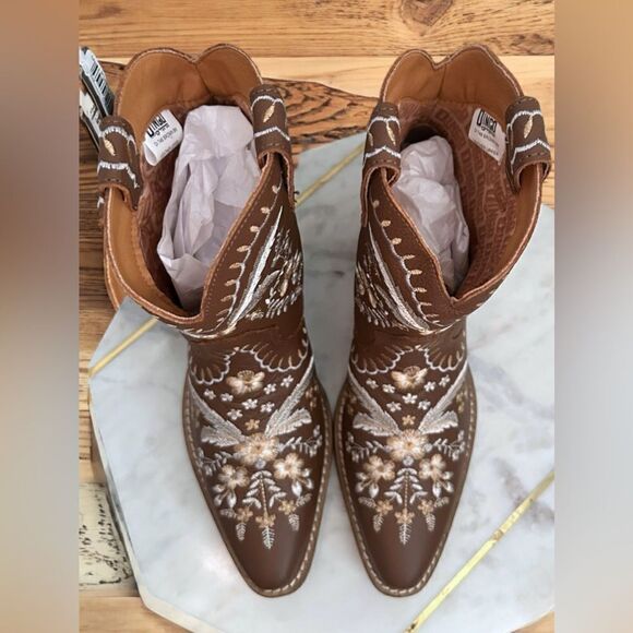 DINGO Leather Floral Embroidered Cowgirl boots Size 8 - Picture 14 of 16